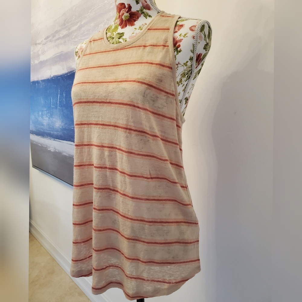 Joie Rayson Racerback Linen Tank Top in Flax - Picture 3 of 10